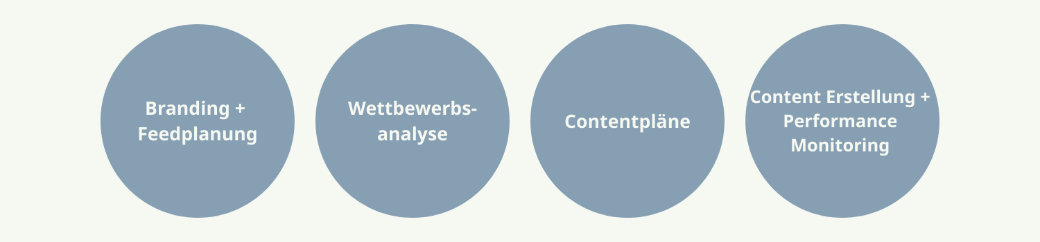 Meta Marketing Leistungsüberblick: Branding, Feedplanung, Wettbewerbsanalysen, Contentplanung, Contenterstellung und Performance Monitoring