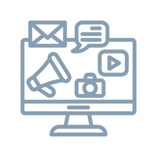 organisches Marketing Icon mit Bilschirm und mehreren Kanölen