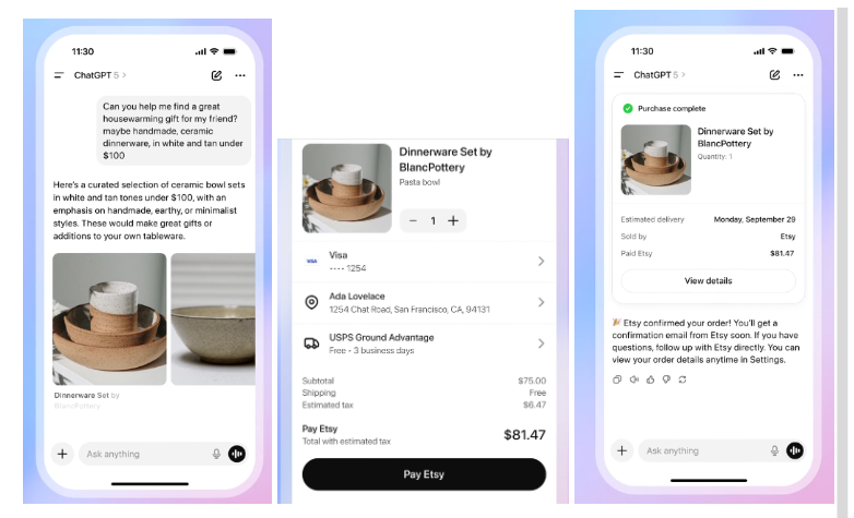 Etsy und Chatgpt Beispiel Agentic Commerce