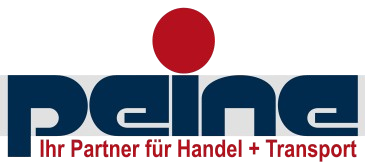 Logo von Peine mit dem Slogan Ihr Partner für Handel + Transport.