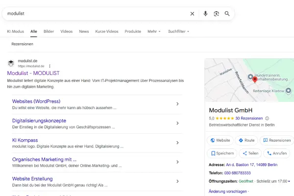 Screenshot Google Suche