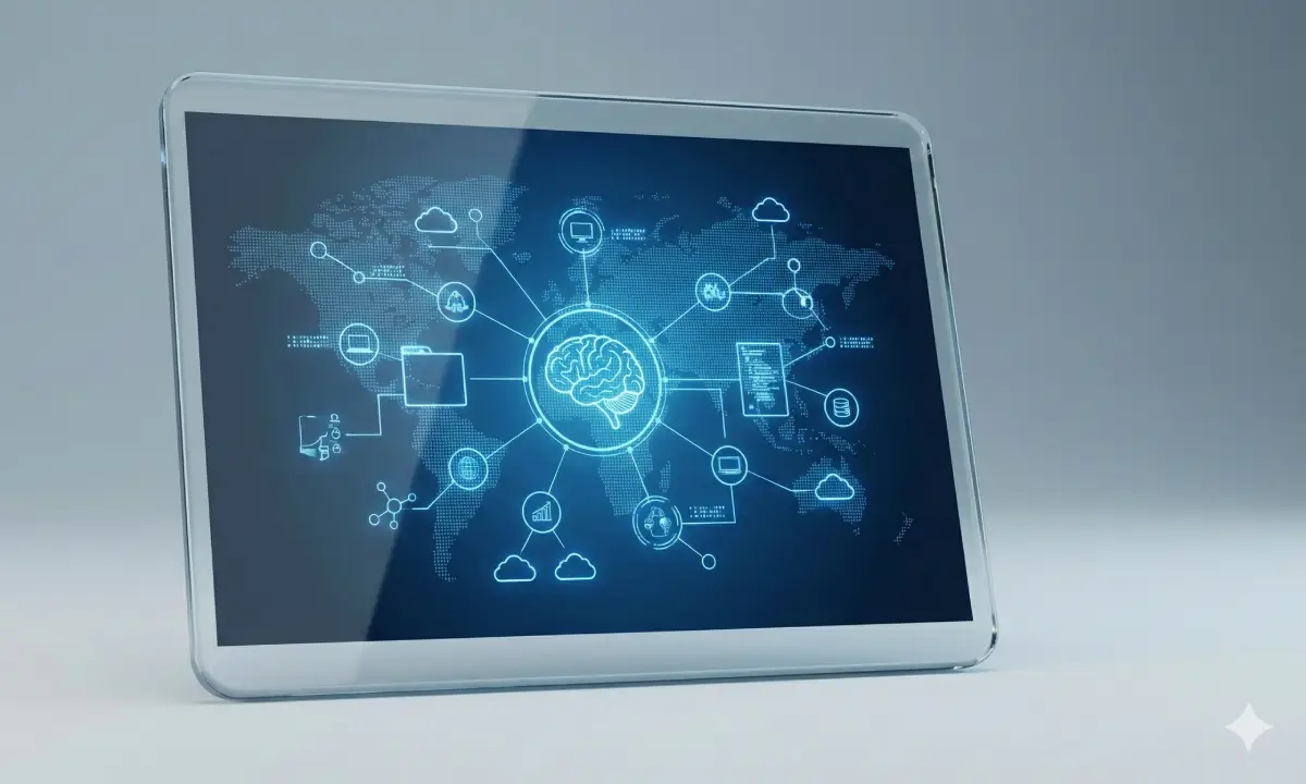 Digitalisierung im Einkauf Ipad mit Datenflüssen