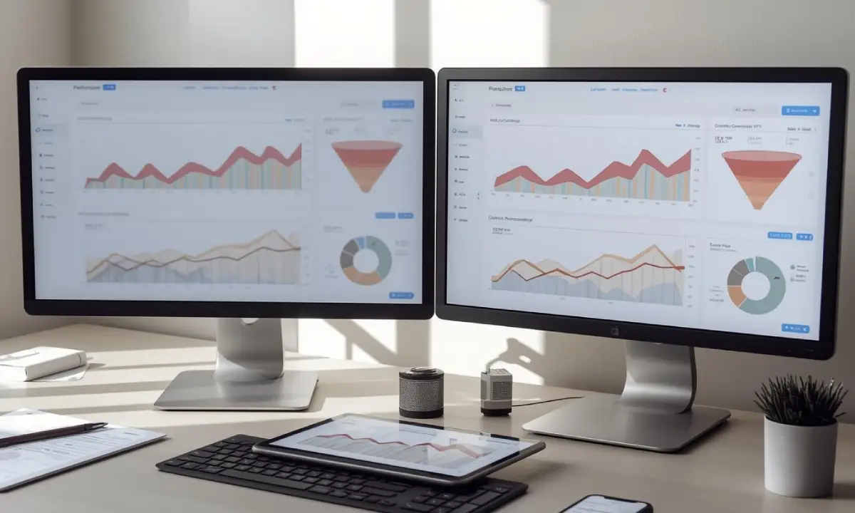Digitalisierung im Controlling 2 Bildschirme mit Auswertungen