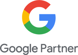 Google Partner Logo mit buntem G und Text darunter.