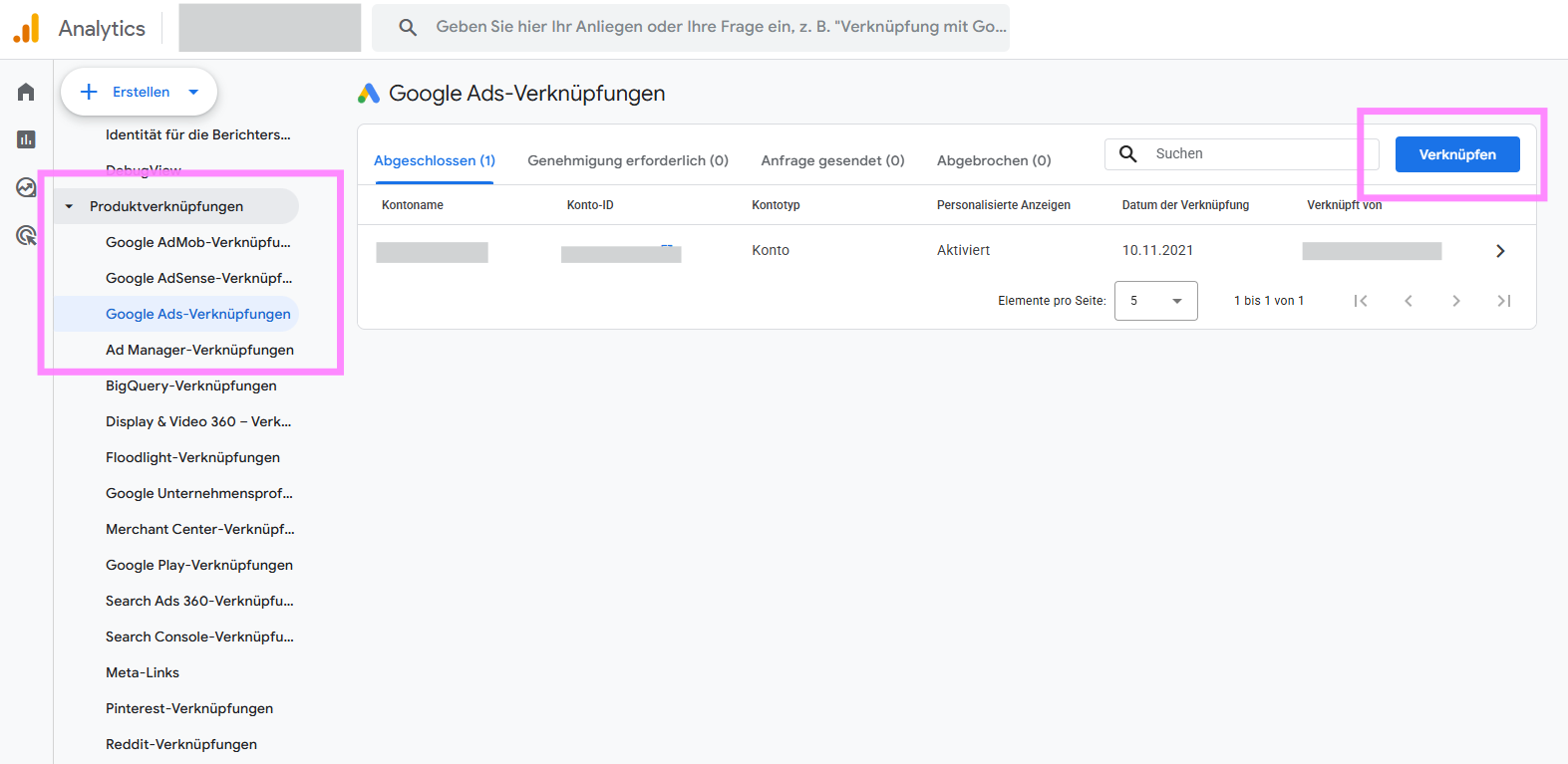 Google Ads mit Analytics Verknüpfung